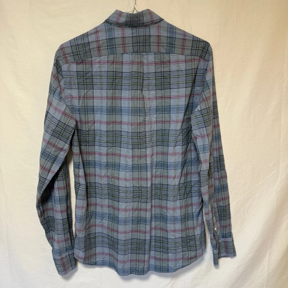 J Crew Mens Secret Washing Shirting Plaid Button Down Shirt Small Organic Cotton